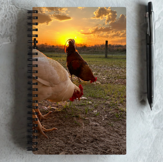 Sunset Chickens Notebook – Farmhouse Charm Meets Golden Hour Beauty